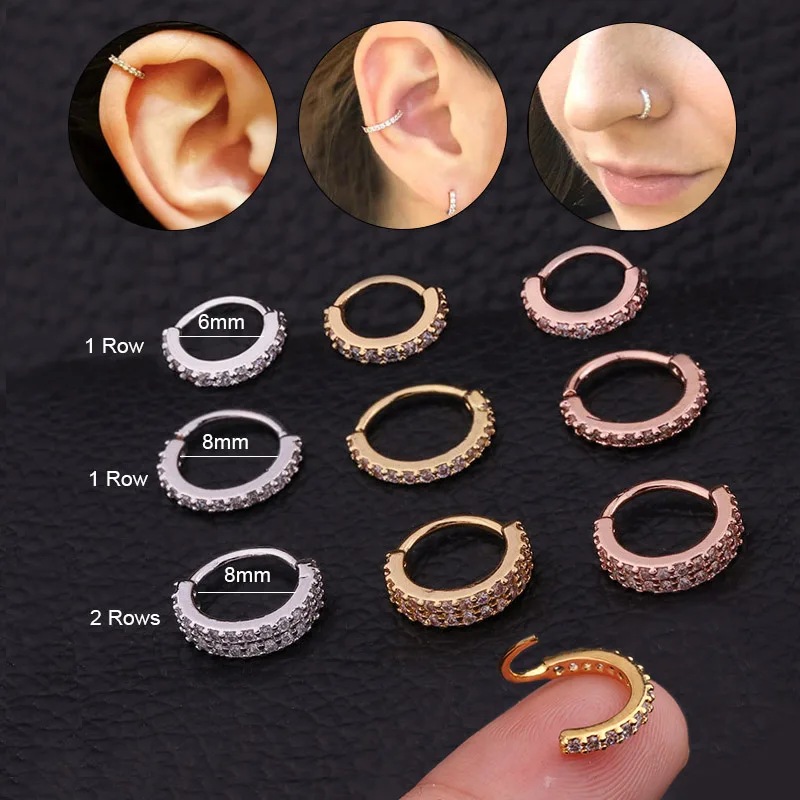 

Silver And Gold Plated Copper With Cz Hoop Helix Cartilage Earring Daith Snug Rook Tragus Ear Nose Piercing Jewelry Wholesale