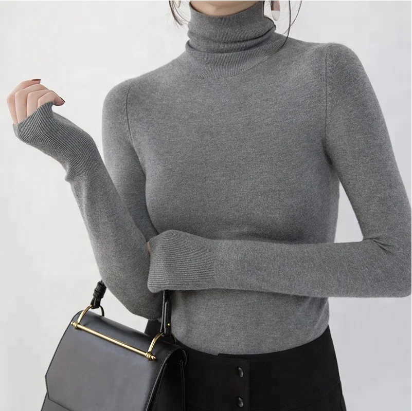 

15PKCAS46 lady new slim fit turtle neck winter warm cashmere sweater top