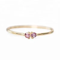 

925 silver jewelry minimalist double zircon simple gold finger ring