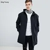 KY wholesale windbreaker jackets Adjustable hood Button fastening Functional pockets Hooded Light Weight Parka men In Black