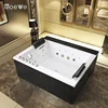 wooden skirt double whirlpool massage hot tub spa, digital acrylic hydromassage bathtub with led light and big waterfall