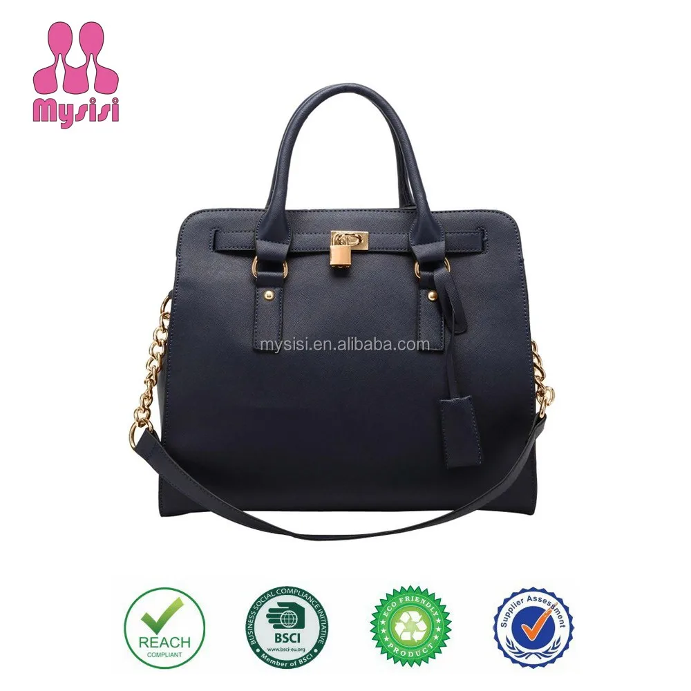 

Most Popular 100% PU Leather Padlock Briefcase Satchel Handbag, Black or as customized
