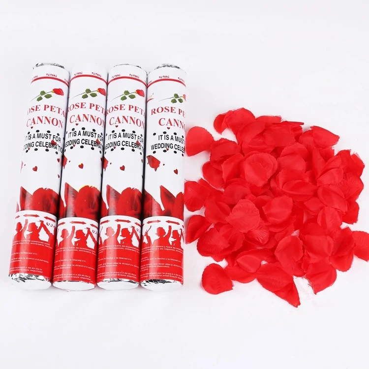 30cm Wedding Birthday Party Confetti Cannon Popper White Heart & Red Rose Petal 