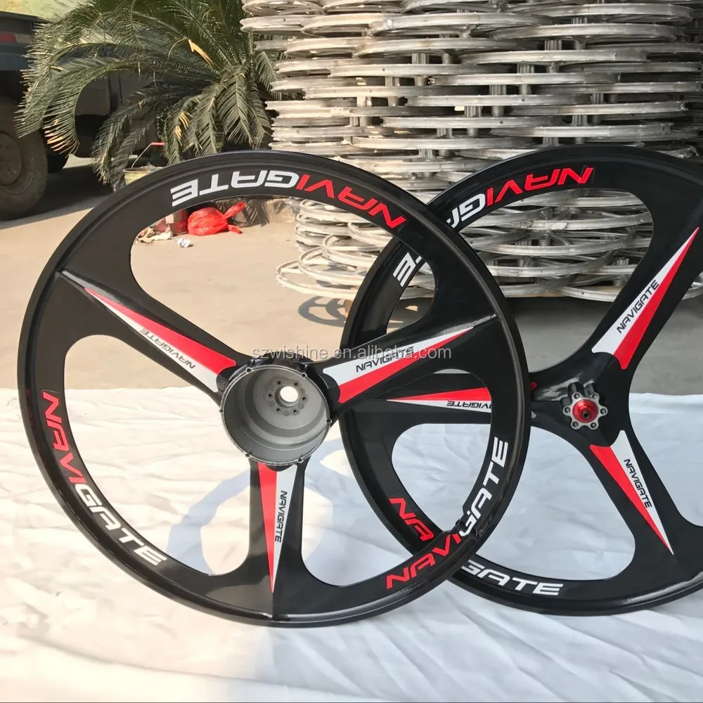 new design 700c 3 spoke magnesium alloy lightest strongest can fit motor whole sale motor bike wheel bicycle wheel bike rim