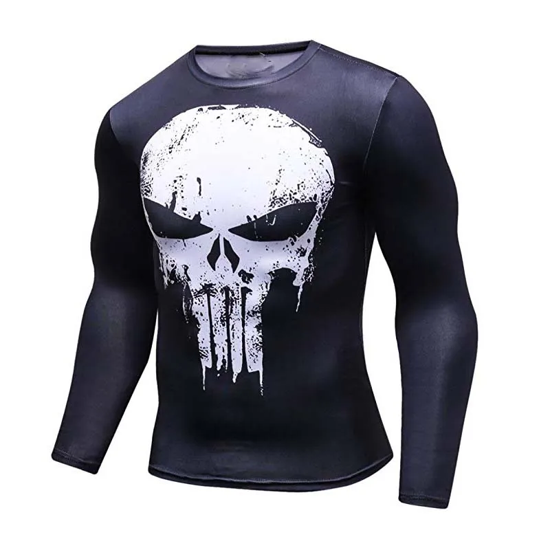 

Men's Sport Compression Shirt Logo Fitness Long Sleeve Top Black, Black/red