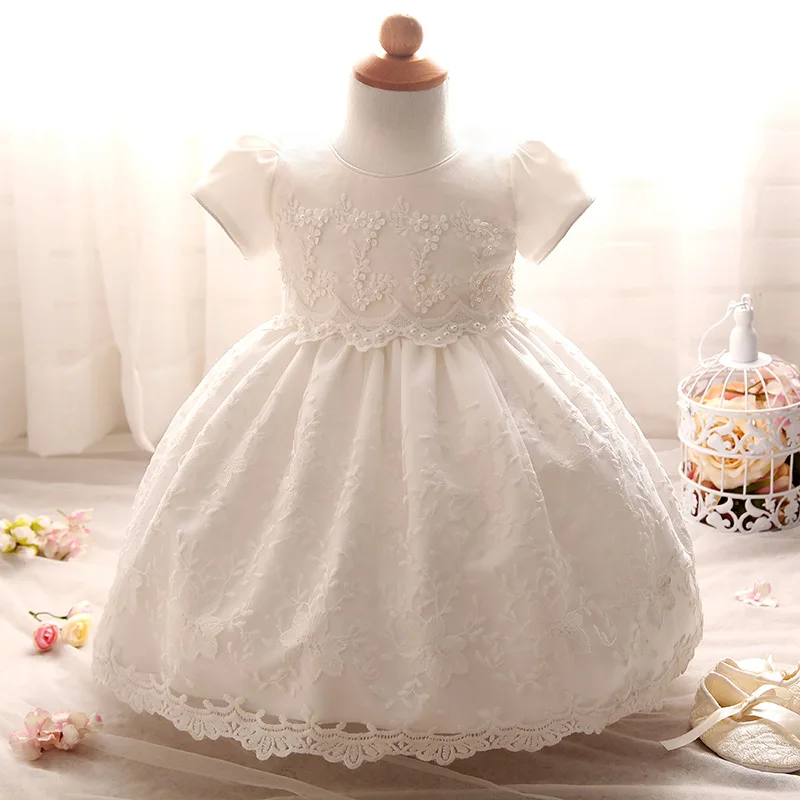 

gril children party dress fashion kids baby clothes dress, White