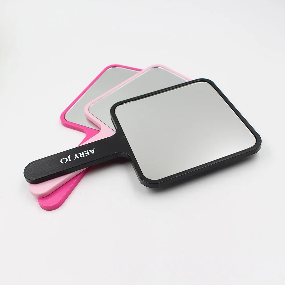 9*15.5cm Small Size Plastic Square Hand Mirror Personalized Custom LOGO UV Printing Cosmetic Makeup Mini Handheld Mirror