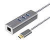 Aluminum 3-Port USB 3.0 Hub with RJ45 Gigabit Ethernet Port LAN Network Adapter for Laptop PC Computer