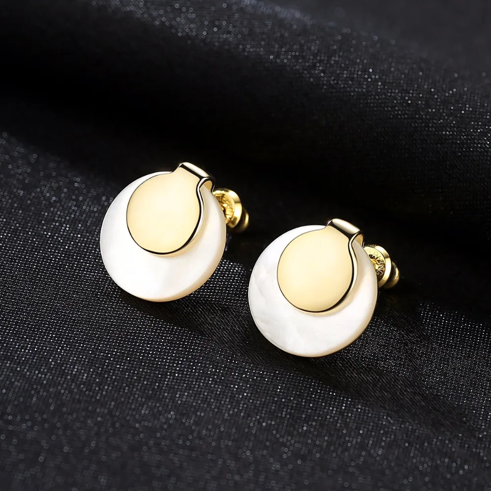 

PAG&MAG New Arrivals Circle Natural Mother Of Pearl With Fashionable Gold Color Circle S925 Silver Plated For Women Banquet, N/a