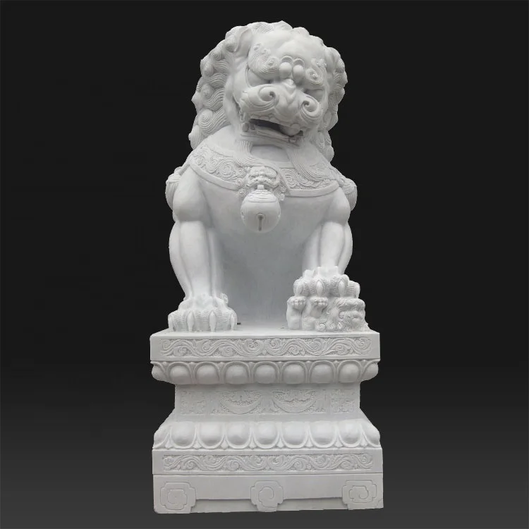 Benutzerdefinierte garten leben dekorative größe stein weiß lions statuen foo hund statuen verkauf
