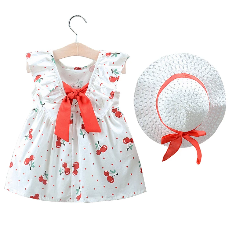 

2019 Fashion Summer Child Dress Peter pan Collar Print Baby Girls Dress