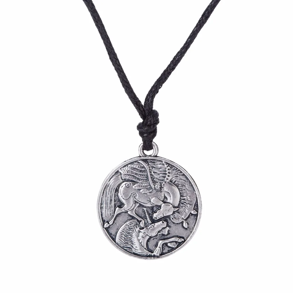 

Gothic Mens Pegasus and Unicorn Necklace Women Jewellery Supernatural Amulet Collar