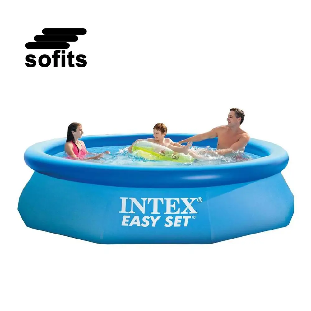 

Intex 28120 Inflatable Easy Set Above Ground Pool Round, Family Swimming Pool, As picture