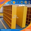 Top aluminium powder coating plant,sharp yellow powder coated storage rack,bookshelf,functional aluminium shelf