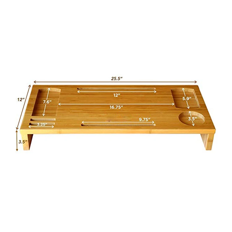 
Bamboo Wood Computer Riser with Storage Organizer Desk Monitor Stand 