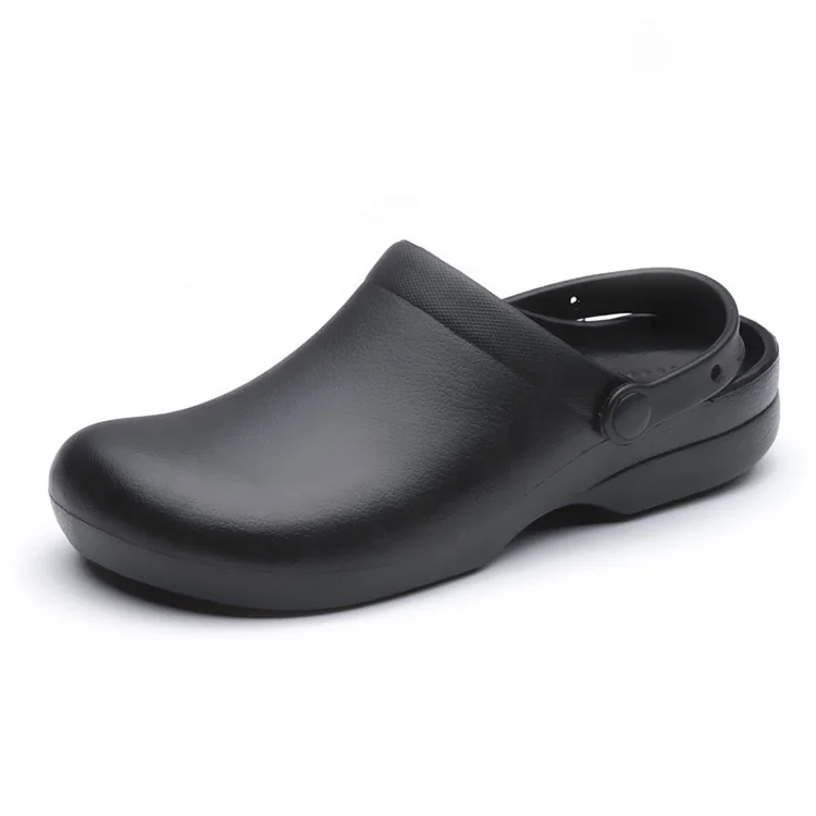 

Skid resistant steward stewardess crew staff clerk restaurant chef anti-skid nonslip uniform clog safety dress clog sandal shoes, Black