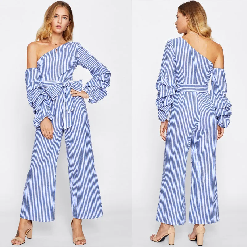 

Woman Garment Asymmetric Shoulder Jumpsuits Women 2018, Multicolor