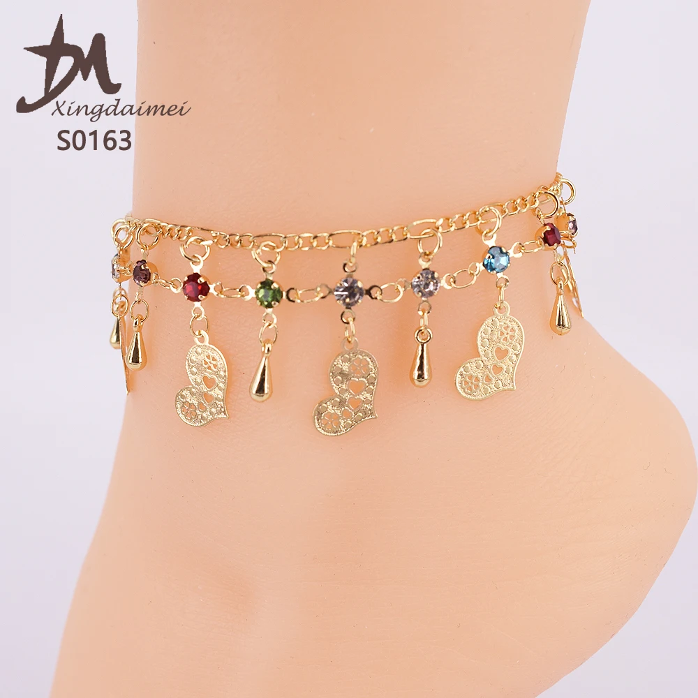 

S0163 wholesale colorful diamond anklet jewelry gold, 18k gold