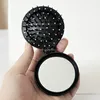 Folding black acrylic glass rubber cosmetic set rosette round airbag mirror comb