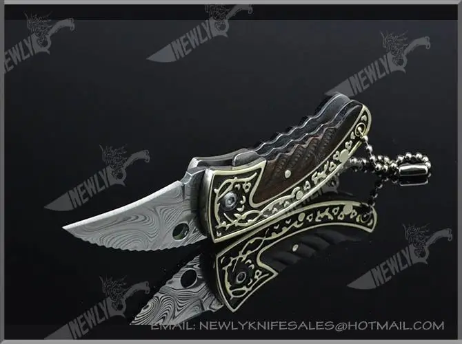 2017 Multitool Damascus Wood Handle Pocket Knife