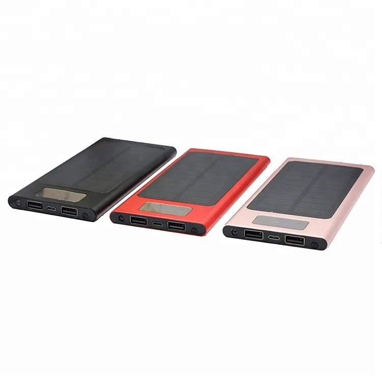 

High Quality 8000 mah Mobile Charger with LED Flashlight Solar Power Bank, Black/pink/red/gray