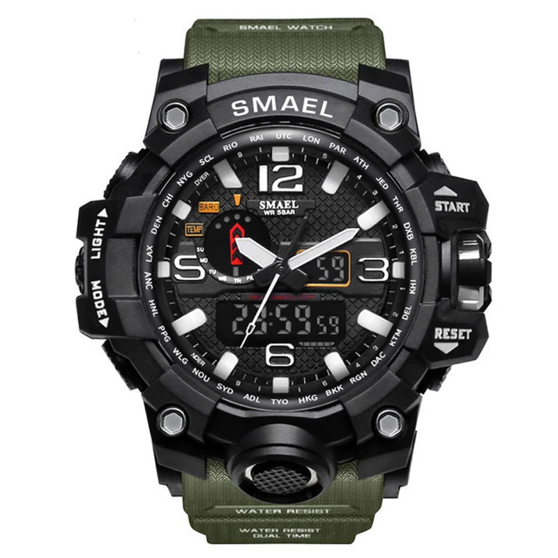 

SMAEL 1545 Waterproof Fashion Watch Men Sport Analog Quartz-Watch Dual Display LED Digital Electronic Watches relogio masculino, N/a