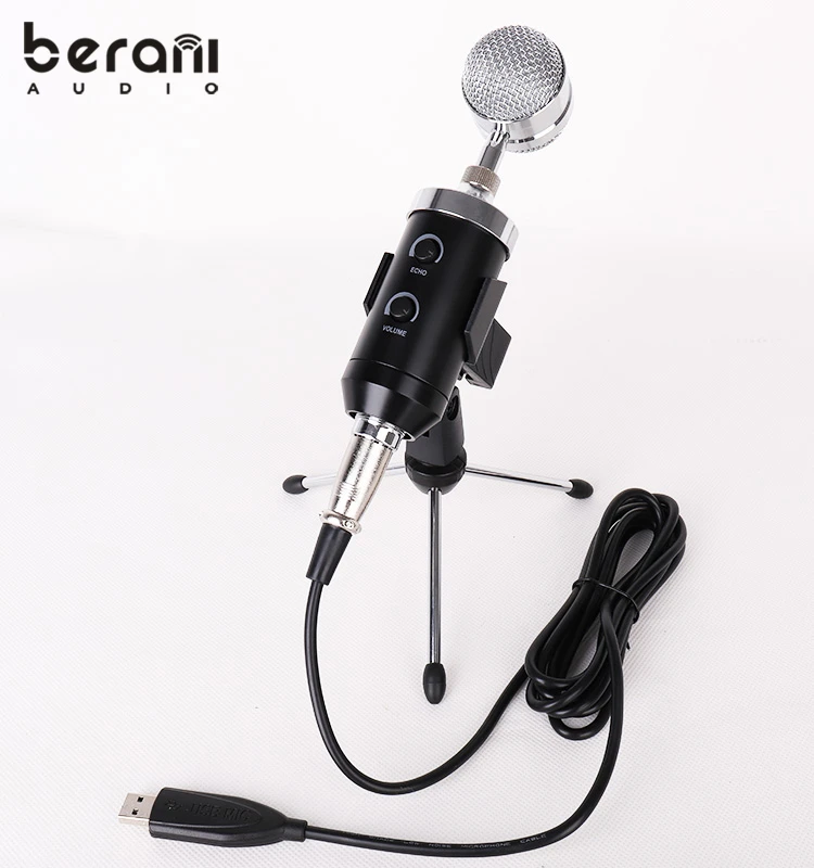 

BM860E High sensitivity USB podcast studio recording electret echo condenser microphone pc professional set, Black
