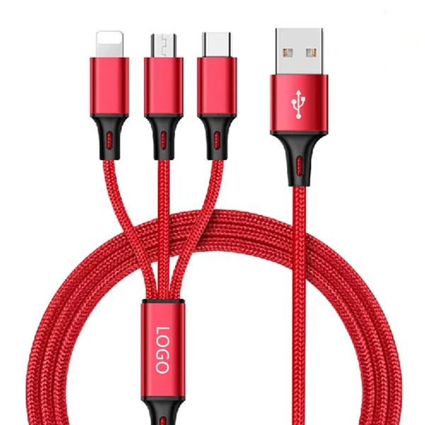 

Multi Nylon Braided Micro USB Cable High Speed 3 in 1 Charging Cable 1.2Meter, Red, black, sliver, blue