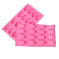 

High quality 16 cavity 3d oval shaped silicone cake mold handmade soap mold for candy chocolate baking bread