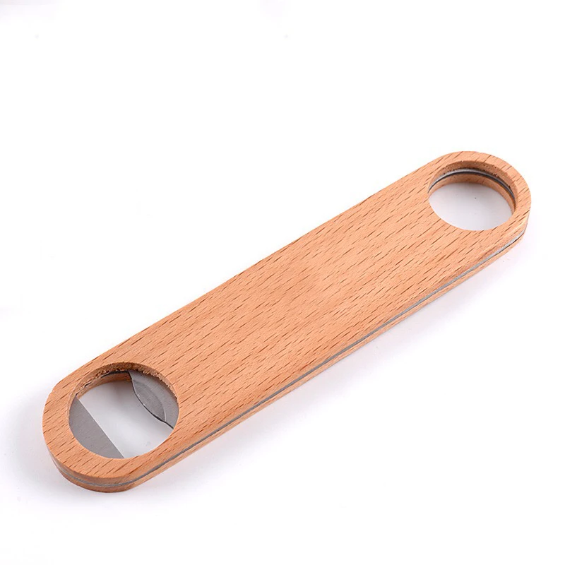 

Kitchen Tools Wall Mounted Blank Wood Handle Key Chain Beer Bar Runner Bottle Opener With Keychain