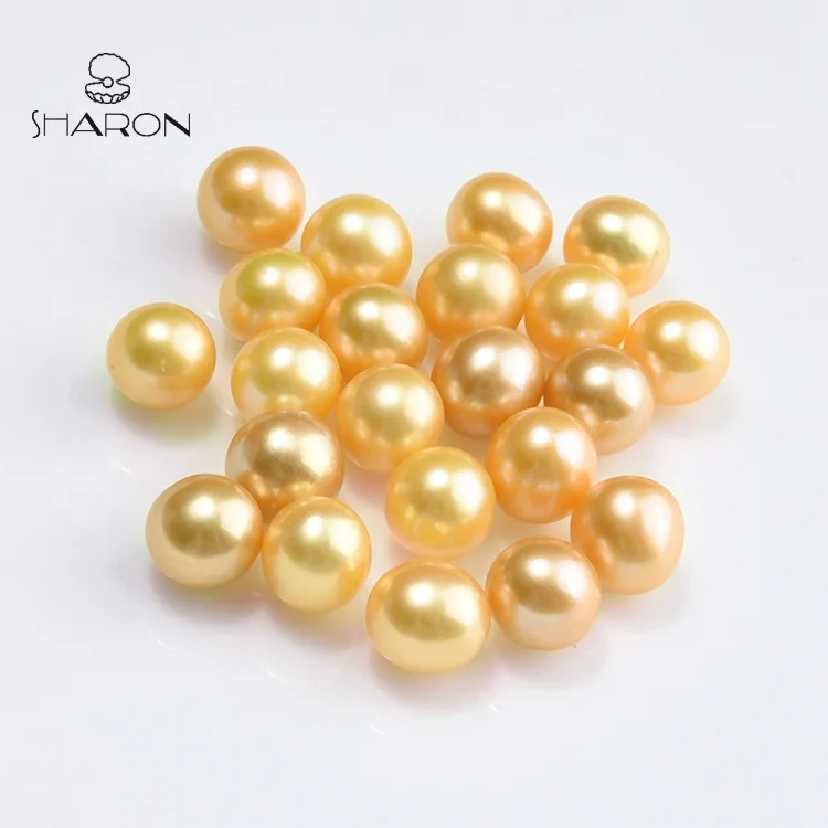 

Wholesale 6-7mm Cultured Natural Freshwater Round South Sea Gold Loose Pearl For Jewelry Making