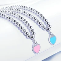 

Fashion famous design 925 sterling silver bead bracelet with heart charm for women