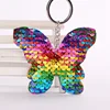 Mermaid Sequins Bag Automobile Pendant Key Butterfly Buckle Ring Chain