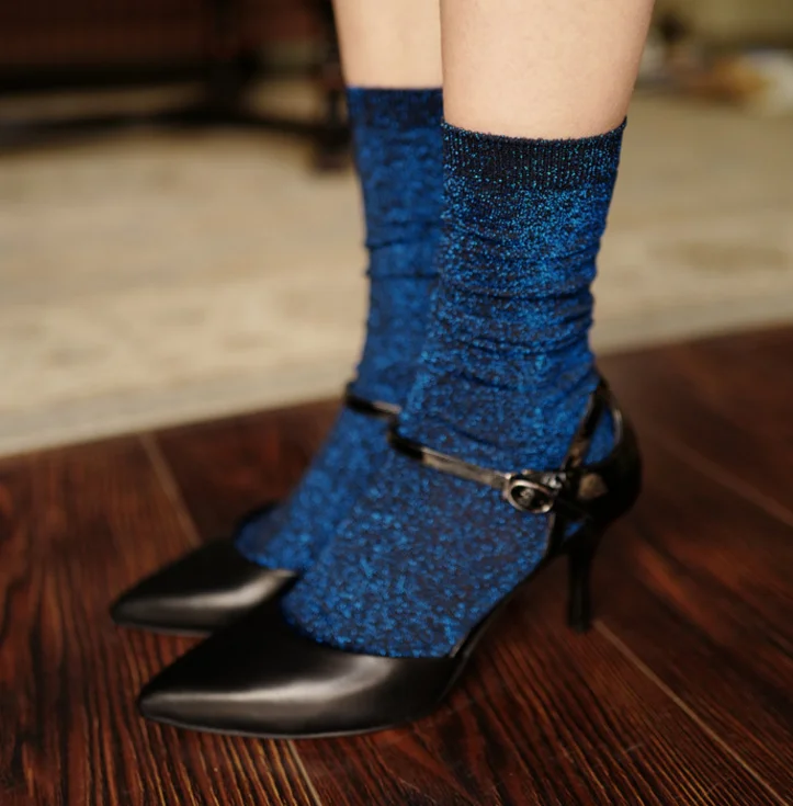 

Women ladies vintage glitter shimmer socks casual ankle socks