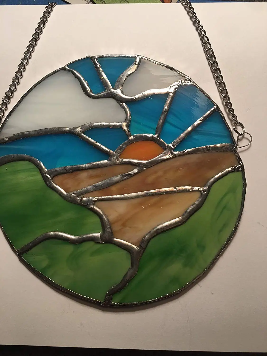 handmade stained glass landscape sun catcher