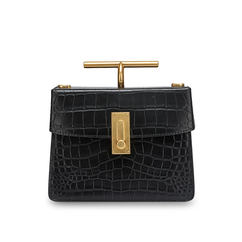 

high quality crocodile ladies fashion genuine leather handbags, Black