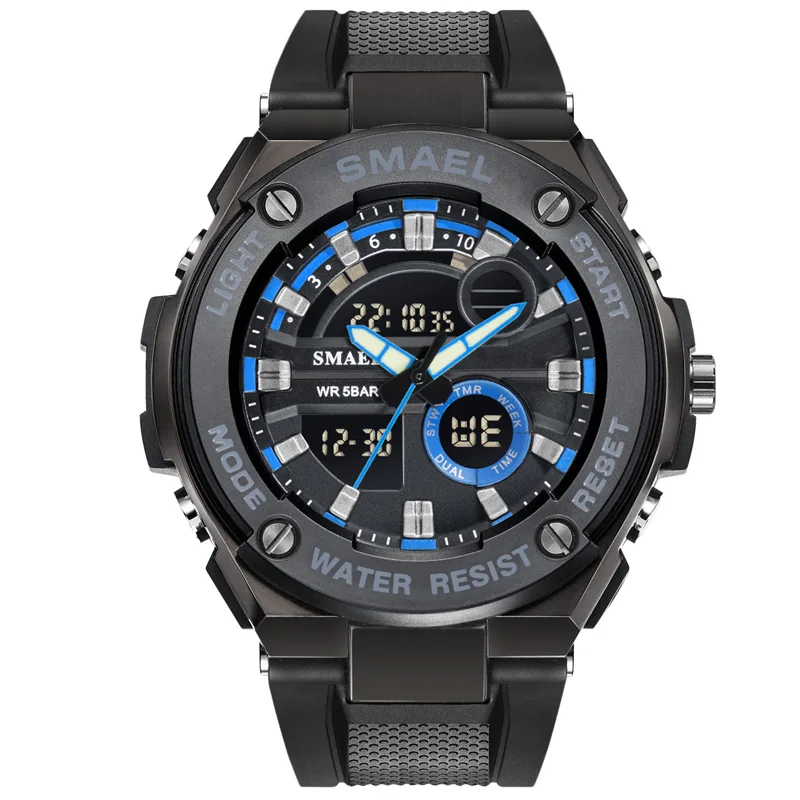 

WJ-7712 Fashion Waterproof Quartz And Digital Watches Colorful Plastic Band Handwatch SMAEL Brand Luminous Watch For Men, Mix