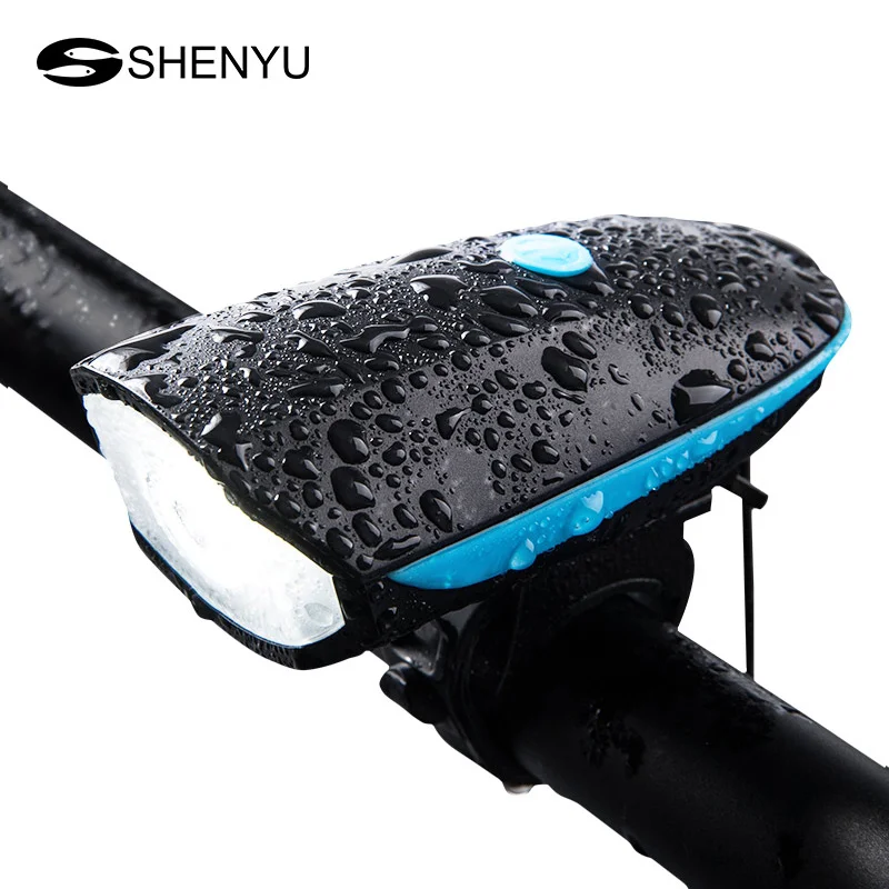 
Bicycle Headlight + Horn USB Charge Bike Front Handlebar LED Bicycle Light Electronic Bell Siren Alert Trumpet Audio Warning 
