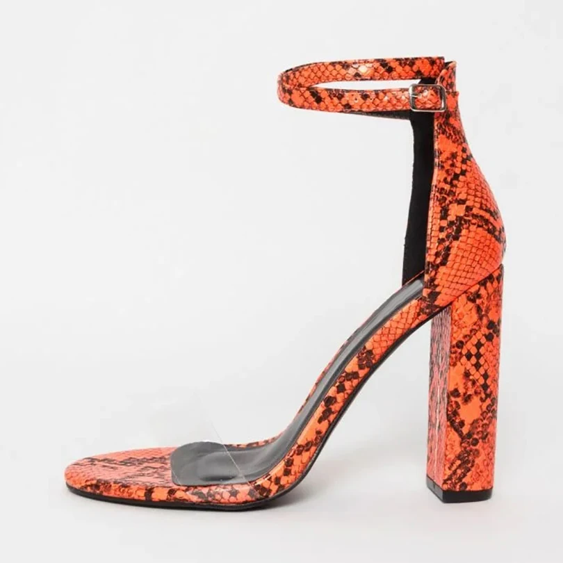 Big size sexy snake print Lady dress shoes women high heel shoes for party