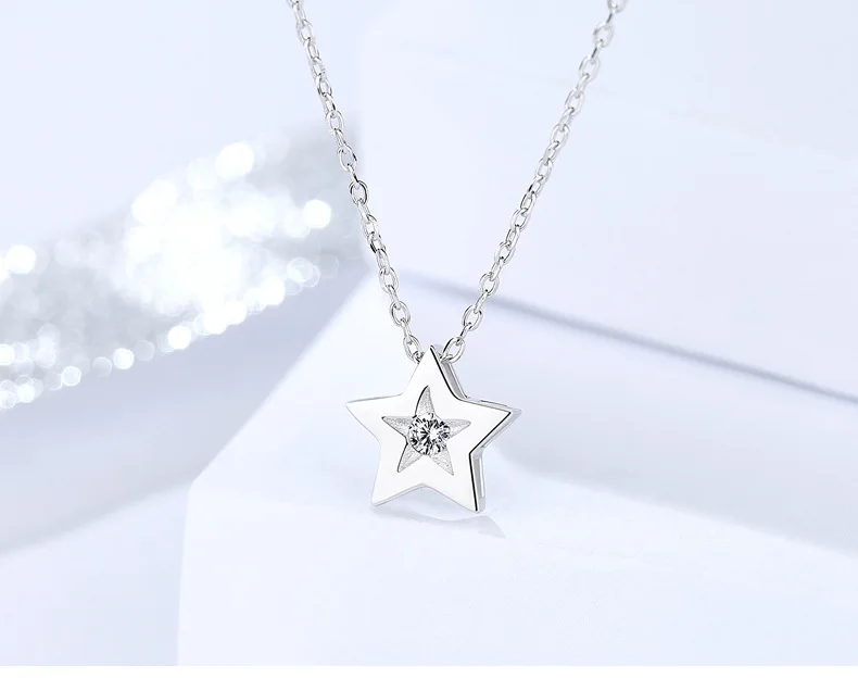 Fashion Star Pendant With 18'' Inch 45mm Sterling Silver Chain Silver ...