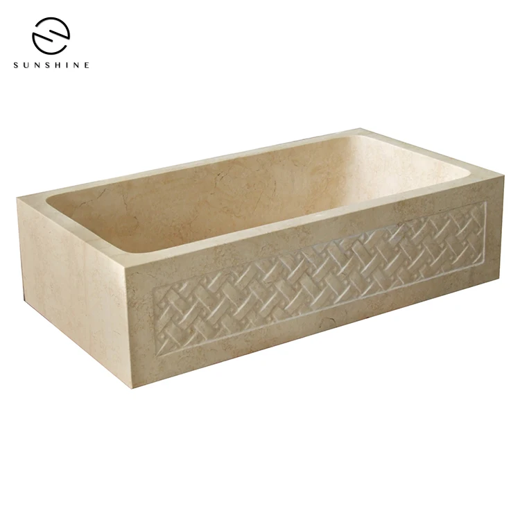 Custom Modern Style Natural Marble Singal Bowl Farm Sink For Kitchen