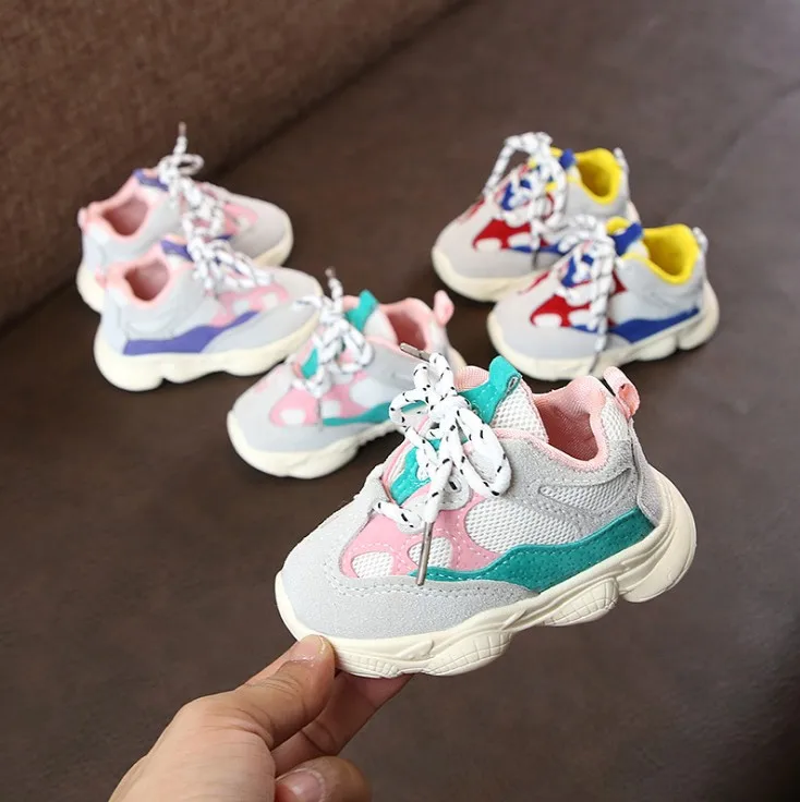 

Fall 2019 New Kids Softsole Sports Shoes Korean Edition Fashion Tie Daddy Shoes 0-2 Years Old Babies Walking Shoes