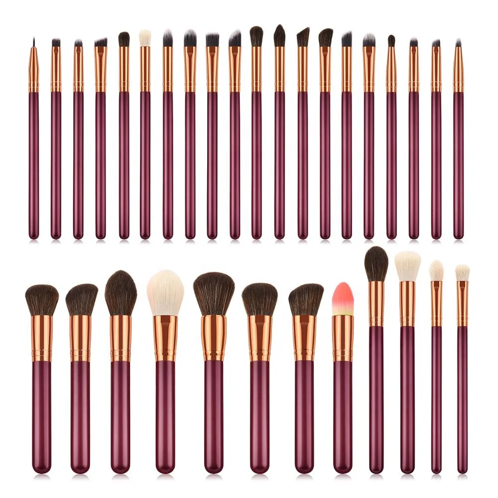 

red makeup set 32pcs High quality synthetic hair Professional Makeup Brush Set 32pcs red handle, Golden;black;red;orange;any optional is welcome