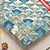 Ice Crackle Glass Mosaic Tile,Blue and Brown Glass Mosaic Tiles,Blue Crackle Glass Mosaic Tile
