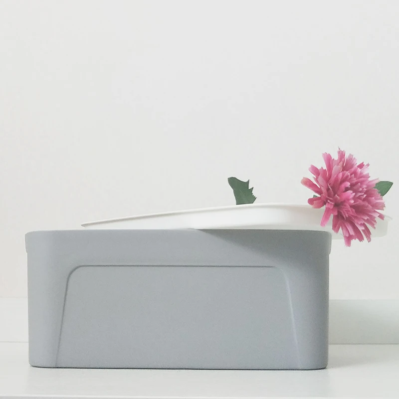 

Good quality Stackable storage box stocked plastic storage box, Grey beige and customized