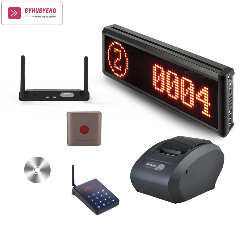 
BYHUBYENG Wireless Queuing Pager System Support 99 Channel CE FCC Distance 200m Calling System Clinic Queue Calling System 