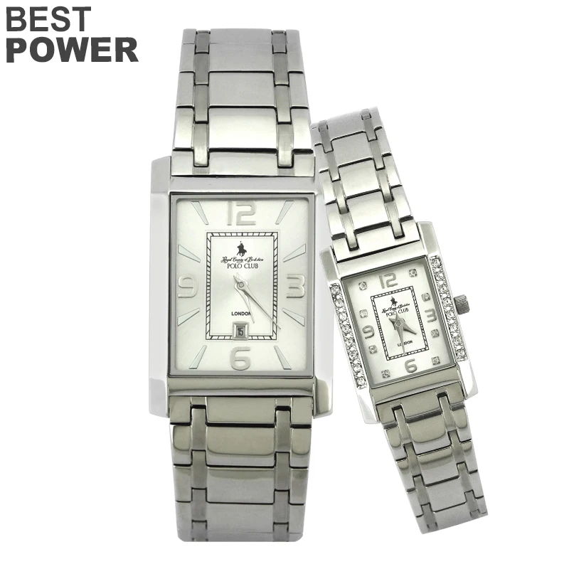 

Polo Club Luxury Square Stainless Steel Watch For Lovers, White;black=
