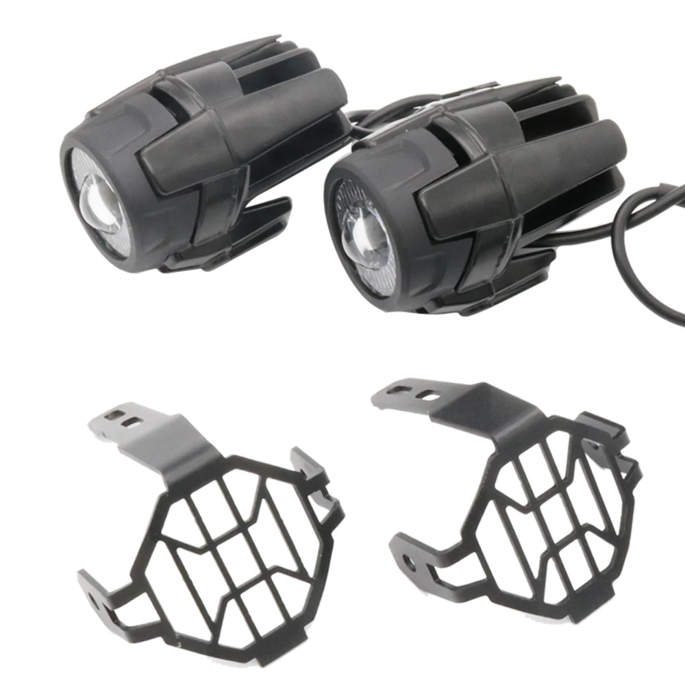 Motorcycle Auxiliary Led Fog Light With Grille Guard Cover Protector