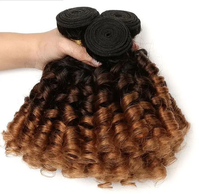 

9A 1B/4/30 Brown Virgin human hair bouncy spring curl bundle weaves 10~26inch brazilian/Peruvian/Indian with closure