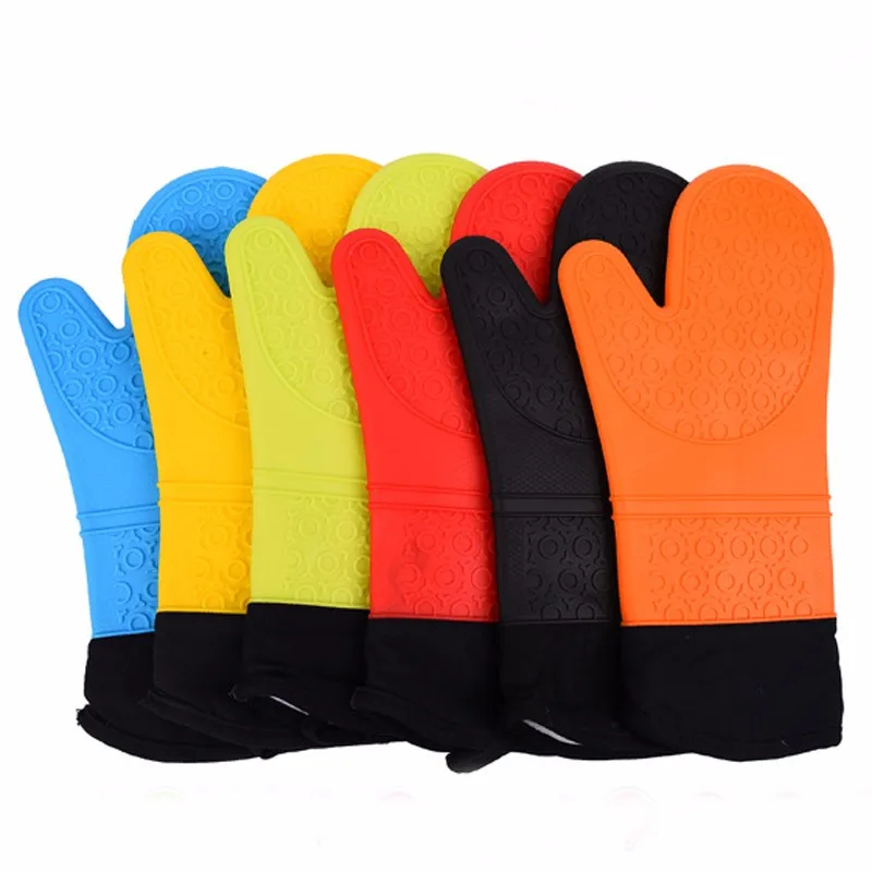 Wholesale Silicone Oven Mitts Extra Long Quilted Cotton Lining Heat